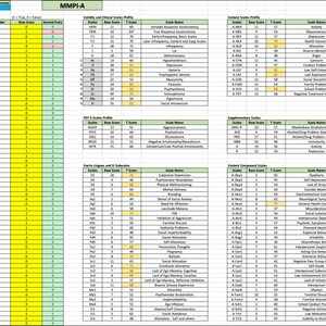 MMPI-A Autoscoring Template Minnesota Multiphasic Personality Inventory-Adolescent American/English image 3