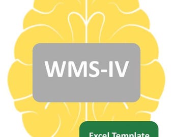 May include: A yellow brain graphic with a gray rectangle in the center displaying "WMS-IV" in white text. Below, a green rectangle reads "Excel Template". The image is on a white background.