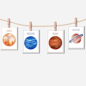 Solar System Planet Space Flash Cards | Montessori, Early Education Activity Outer Space Nursery Classroom Boy Room | Download PRINTABLE Art