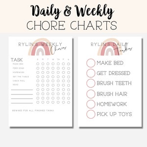 Editable Chore Chart Daily & Weekly Checklist Chart Daily Routine To Do List | Personalized Printable Planner Download Homeschool