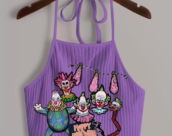 Purple spooky clowns crop halter