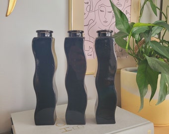 Ikea black squiggle vase set of 3