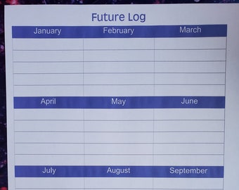 Future log insert for DIY planners and journals.