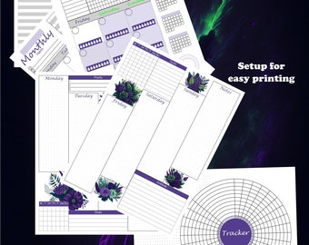 Printable Planner insert bundle for instant download. Undated monthly, weekly spreads to organize and plan your life. Flexible for everyday
