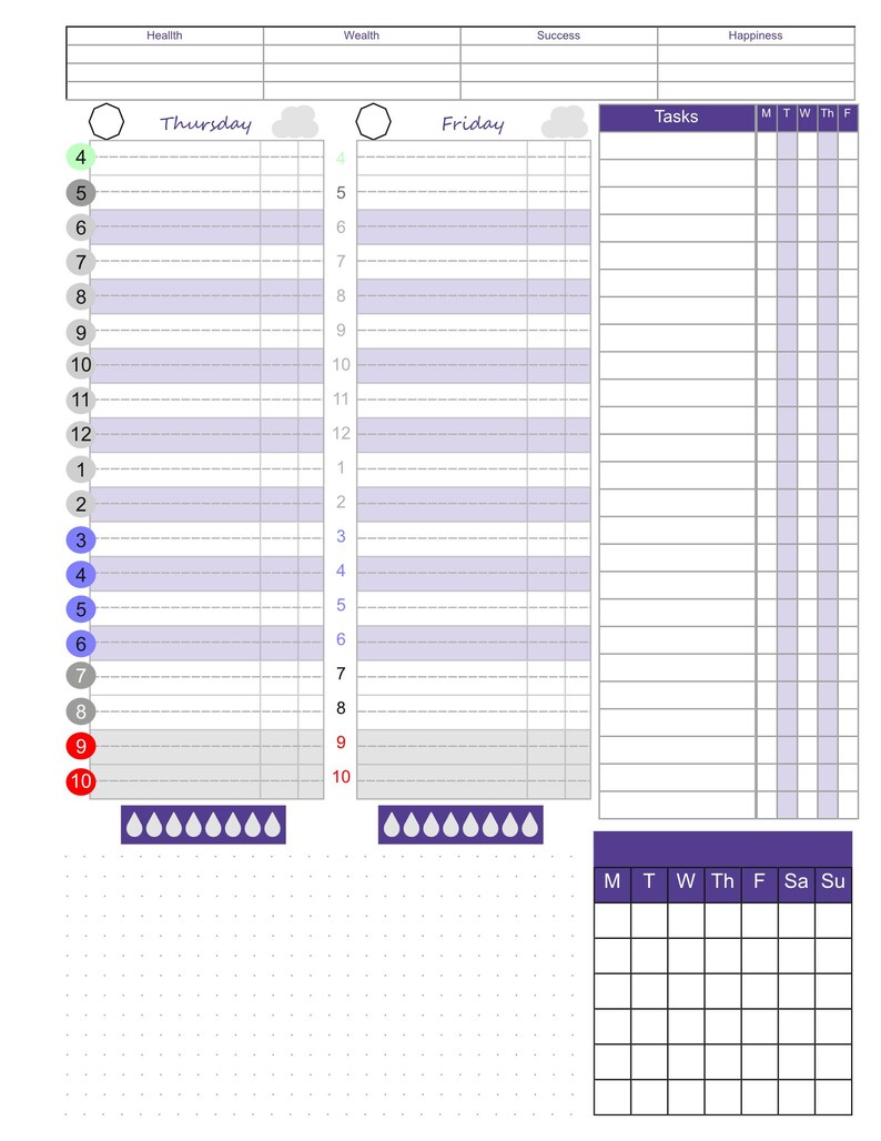 Printable Undated Work Week Printable Planner Bundle, Monday to Friday ...
