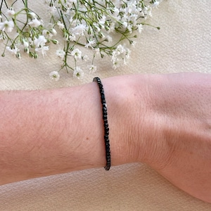 Black Spinel Cube Bracelet/ Black Spinel Bracelet/ September Birthstone/ Black Spinel Bracelet/ 925 Sterling Silver/ Gemstone Bracelet