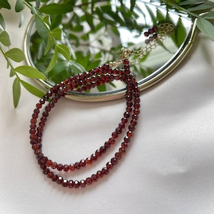 Garnet Necklace/ Garnet Gold Plated Necklace/ Garnet Choker/ Gold Plated/ Gemstone necklace