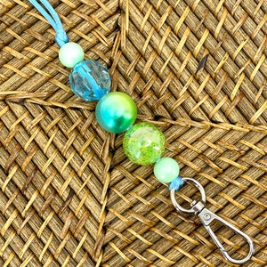 Blue Green Glam Lanyard Teacher Lanyard Cute Badge Holder image 5