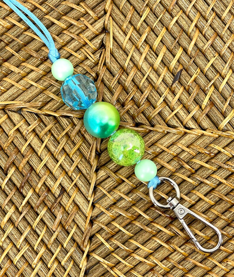 Blue Green Glam Lanyard Teacher Lanyard Cute Badge Holder image 5