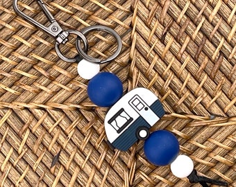 Key Fob Beaded Camper - Silicone Beaded Key Fob - Unique Keychain