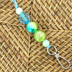 Blue Green Glam Lanyard Teacher Lanyard Cute Badge Holder image 1