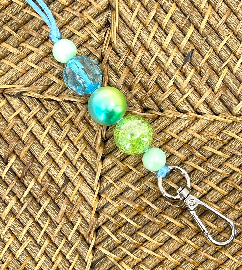 Blue Green Glam Lanyard Teacher Lanyard Cute Badge Holder image 1