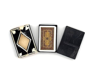 Vintage KEM Plastic Playing Cards Single Deck Scroll Pattern with Plastic Case & Original Box