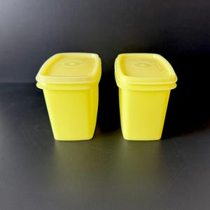 Vintage Tupperware Set of Two Modular Mates Rectangular Lemon Sunshine Yellow