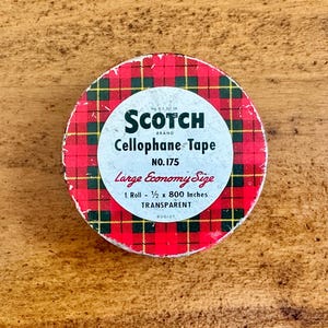 Vintage Empty Round Scotch Cellophane Tape No 175 Large Economy Size | Collectible Tin | Advertising Tin | Transparent Tape