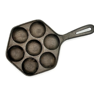 Antique Cast Iron Aebleskiver Skillet, Dutch Pancake Balls, Dutch Pan, Dutch Cooking, Scandinavian Cookware