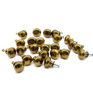 Vintage Solid Brass Mushroom Cabinet Knobs Set of 6, Round Ball Drawer Pulls
