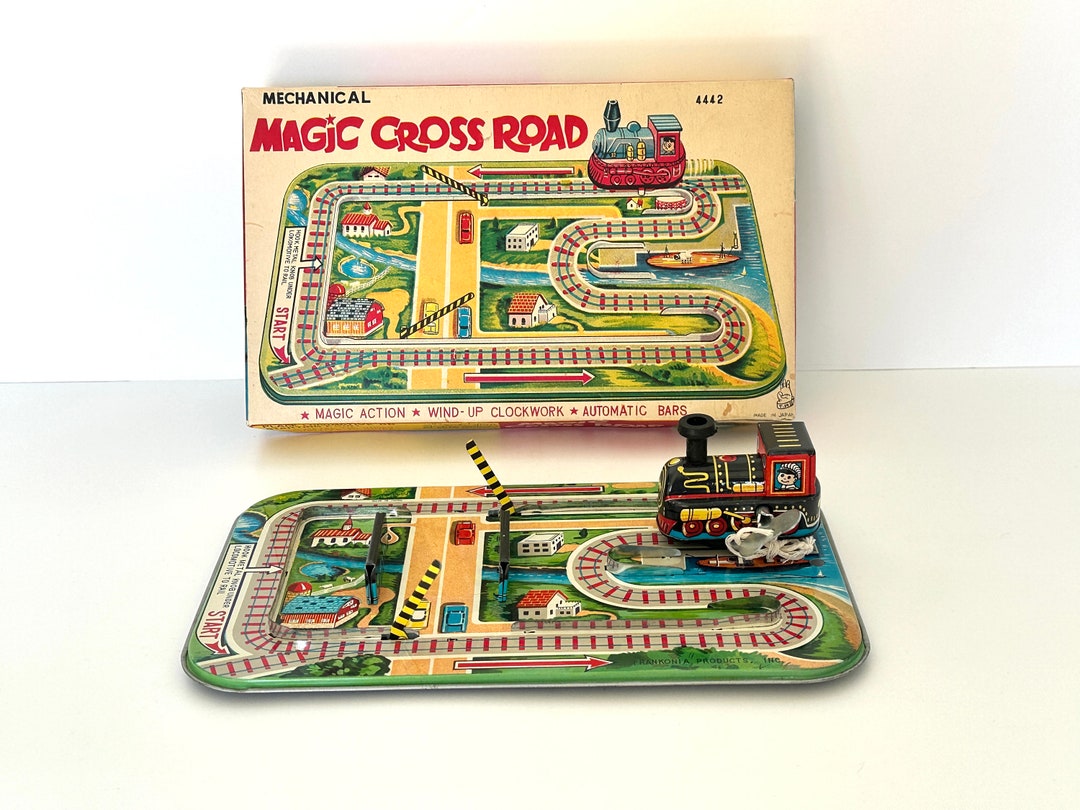 TPS Japan Magic Cross Road Wind-up Train With Original Box