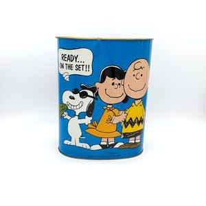 Vintage Peanuts Trash Can Snoopy - Etsy