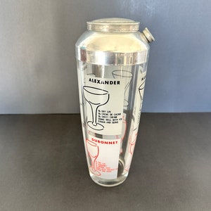 1960s Large Cocktail Shaker With Drink Recipes