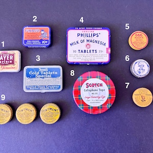 Vintage Pharmaceutical Tins Choose One | Collectible Advertising Tins | Medical Ephemera | Advertising Memorabilia