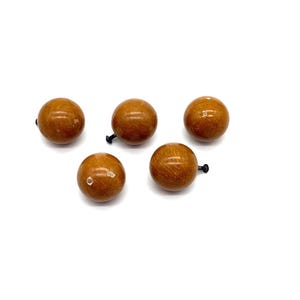 Vintage Solid Wood Sphere Cabinet Knobs Set of 5, MCM Wooden Ball Drawer Pulls AS-IS