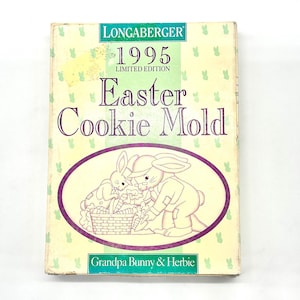 1995 Longaberger Limited Edition Easter Cookie Mold Grandpa Bunny and Herbie