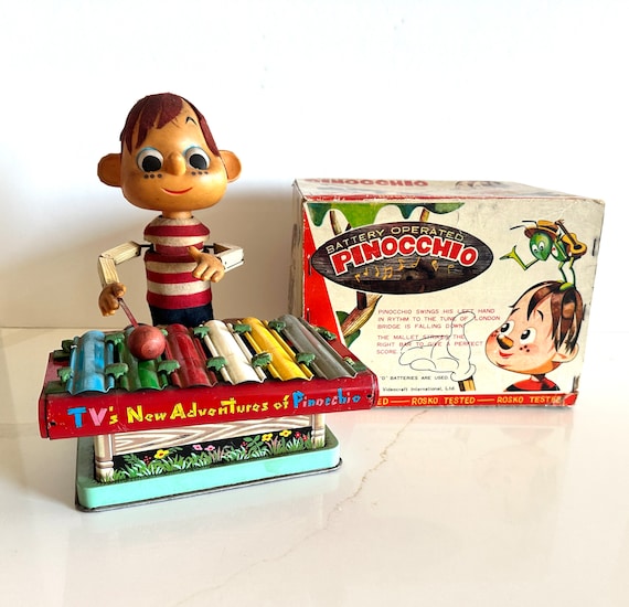 Battery Operated Pinocchio Plays the Xylophone With Original Box