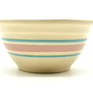 VTG McCoy Pottery 6&quot; Pink and Blue Stripes Mixing Bowl | Small Cottagecore Bowl | McCoy Pottery Collectible