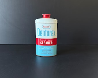Vintage Rexall Denturex False Teeth Cleaner Empty Tin
