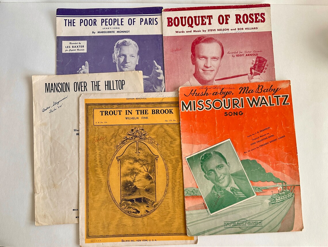 Lot of Five Vintage Piano Sheet Music 1940s 1950s Etsy