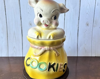Vintage Treasure Craft Farmer Pig Cookie Jar - Etsy