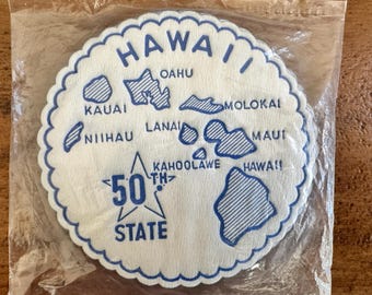 Hawaii Souvenir 8 Paper Coasters With A Wax Bottom in Original Packaging