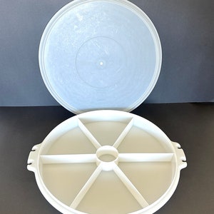 Vintage Divided 6-Section Tupperware Serving Tray 405 With Lid 224 | Tupperware Divided Container