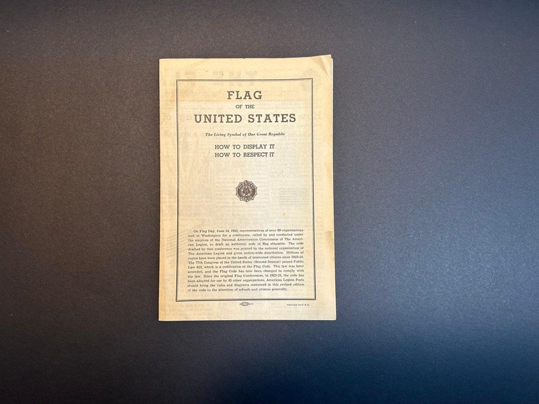 Vintage 1954 United States Flag Code American Legion Etsy