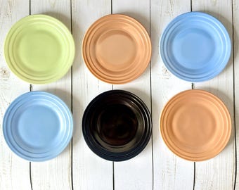 Hazel Atlas Little Hostess Tea Set Platonite Moderntone Plates Set of 6 in Various Colors