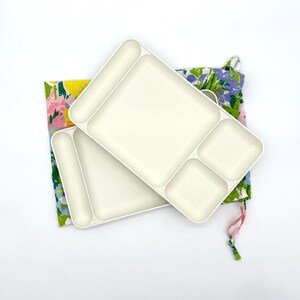 Set of 2 Vintage Tupperware Divided Lunch Trays #1533 with Drawstring Bag