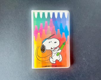 Vintage Snoopy Vinyl Notepad Holder | 1980s Office Supplies | Peanuts Collectible