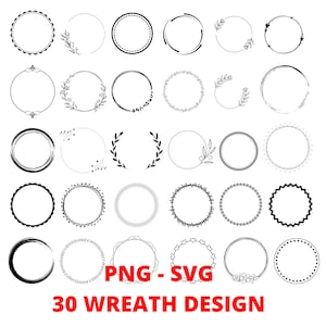 Wreath Frame Clip Art with Transparent Background | Border Frames Clip Arts |  Wedding Wreath | Circle Borders SVG Bundle | Digital Download
