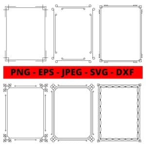 Frame Borders Clip Art with Transparent and White Background | Border Frames Clip Arts | Page Frames | SVG Bundle | Digital Download