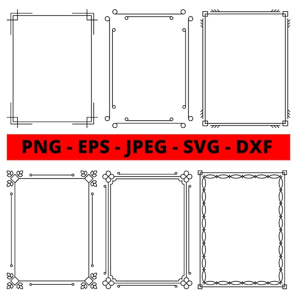 Frame Borders Clip Art with Transparent and White Background | Border Frames Clip Arts | Page Frames | SVG Bundle | Digital Download