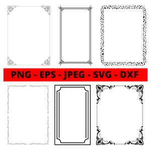 Frame Borders Clip Art with Transparent and White Background | Border Frames Clip Arts | Page Frames | SVG Bundle | Digital Download