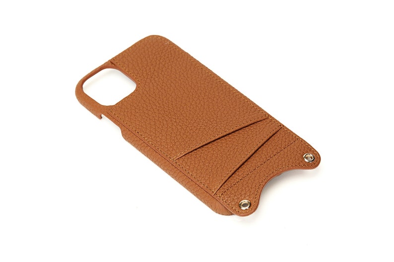 Card Holder Phone Case Full Grain Leather, Personalized iPhone Case with Detachable Strap, Crossbody iPhone Case with Card Holder image 8