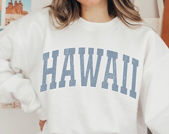 Retro Hawaii Sweatshirt Coconut Girl Womens Crewneck VSCO Girl Beachy Sweater Oversized Sweater For Teens Trendy Clothes Preppy Apparel