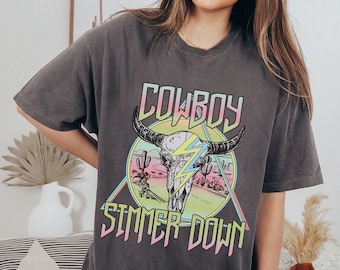 Cowboy Shirt Cute Cowgirl Country Tshirt for Rodeo Concert Western Graphic Tee Nashville Trip Trendy Aesthetic Clothing Comfort Colors