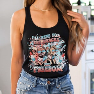 4th of July Tank Top Funny Cow and Horse Racerback Tank Fourth of July Western Graphic Tee Cowgirl Apparel American Cowboy Trendy Clothes