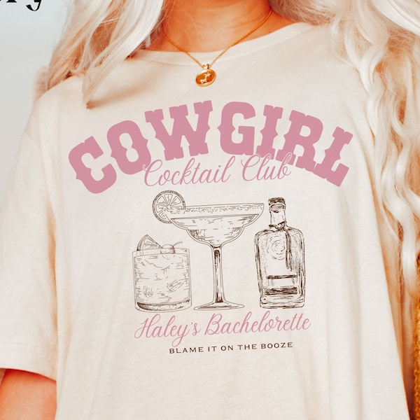 Cowgirl Bachelorette Party Shirts Cocktail Club Tshirt Cute Matching Social Hour Tees Nashville Bridal Shower Gift for Bride Honeymoon Trip