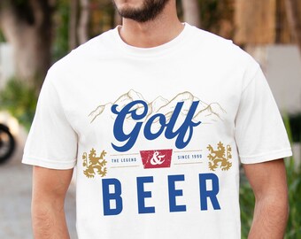 Golf Shirt Funny Beer Tshirt Vintage Mens Graphic Tee Game Day Apparel Gift for Him Husband Comfort Colors Trendy Aesthetic Clothing