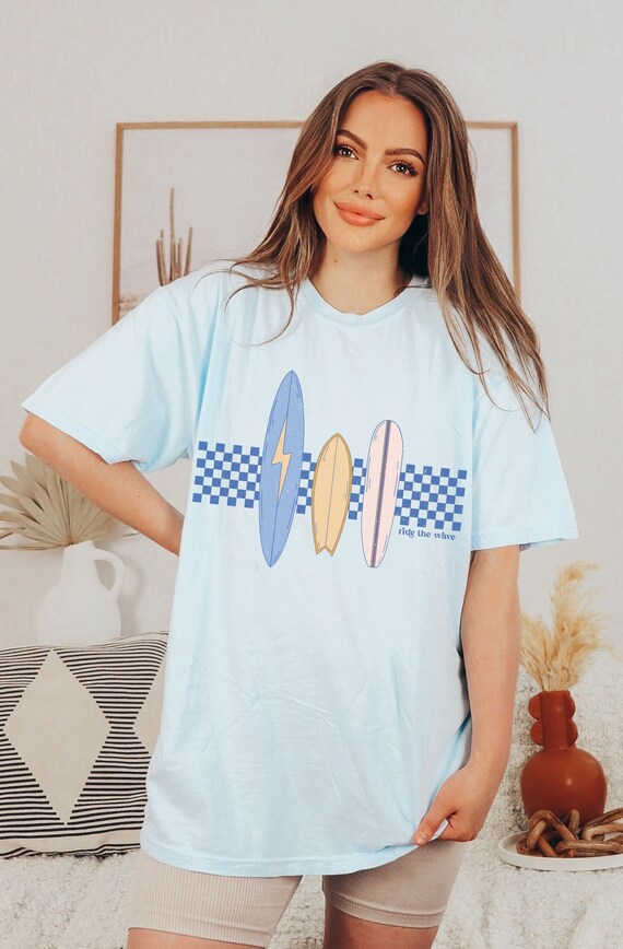 Retro Ride the Wave Camisa Vintage Surfer Beachy Camiseta VSCO Coconut Girl Preppy Camiseta para adolescentes Ropa estetica de moda Colores comodos Regalo Etsy Espana