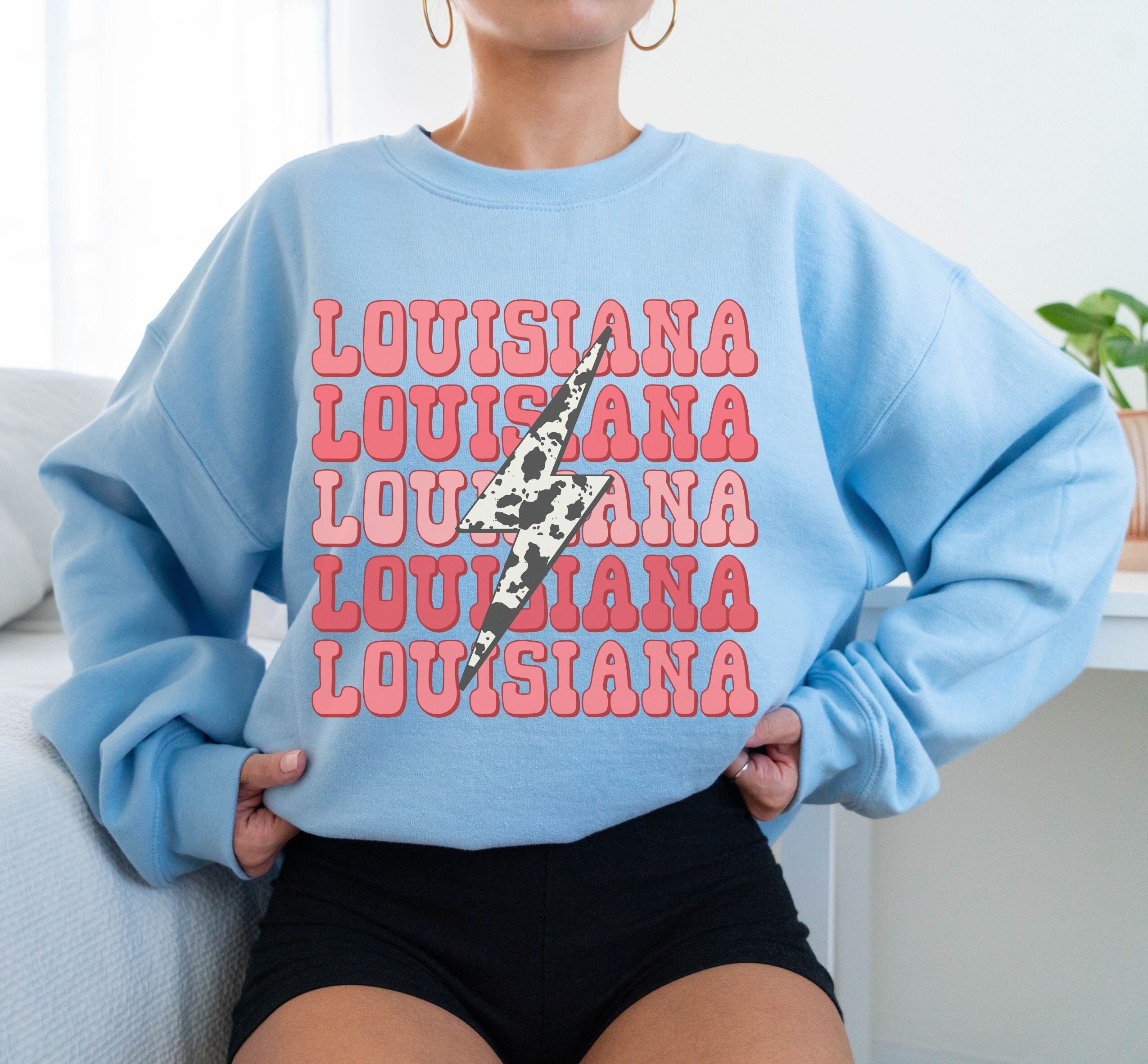 Louisiana Sweatshirt Preppy LA Oversized Sweater Cute Retro 